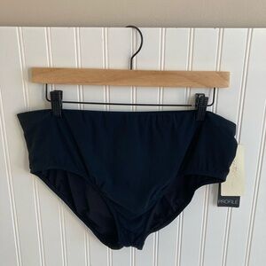 PROFILE BY GOTTEX TUTTI FRUTTI MID RISE SWIM BOTTOM BLACK NWT 14